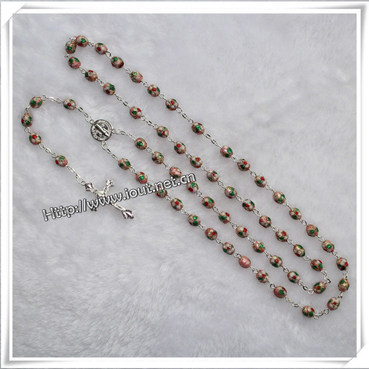 Red Scented Wooden Beads Rosary with Picture (IO-cr324)