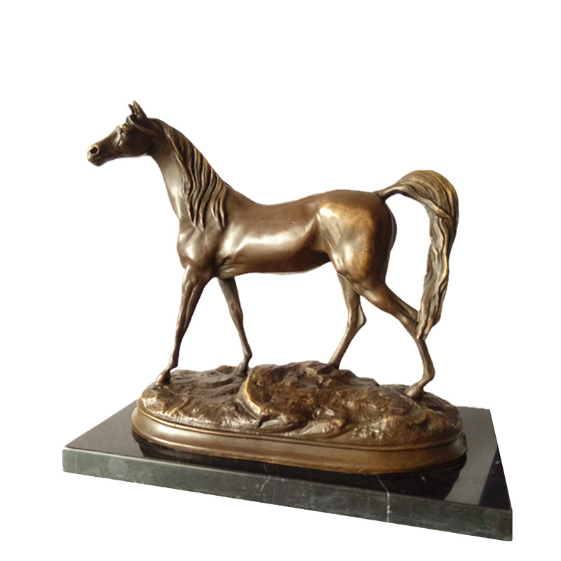 Animal Bronze Sculpture Single Horse Craft Deco Brass Statue Tpal-247