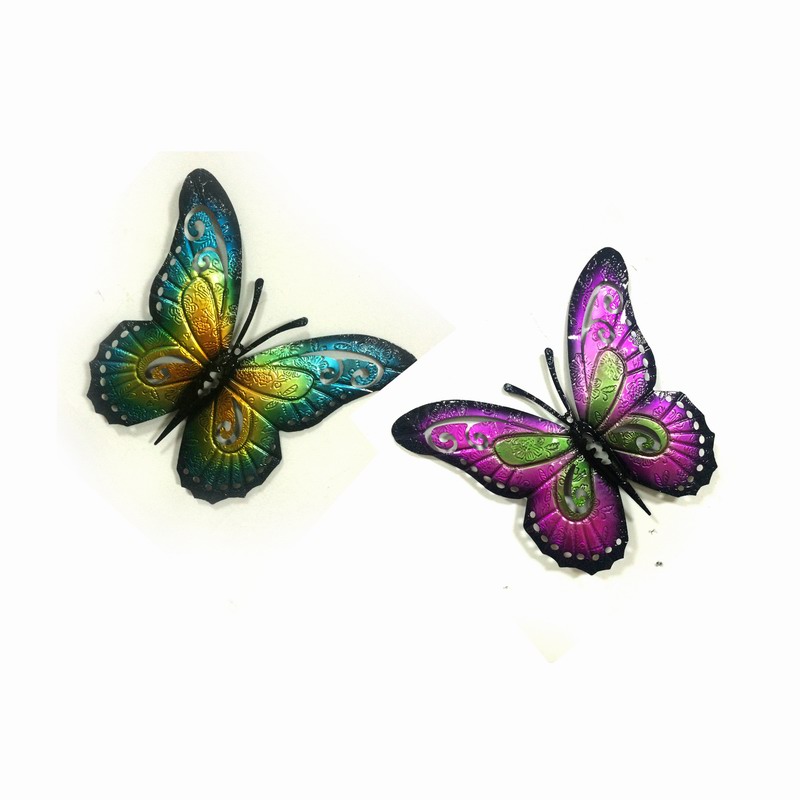 2 Colors Pastel Garden Metal Butterfly Wall Decoration-Large