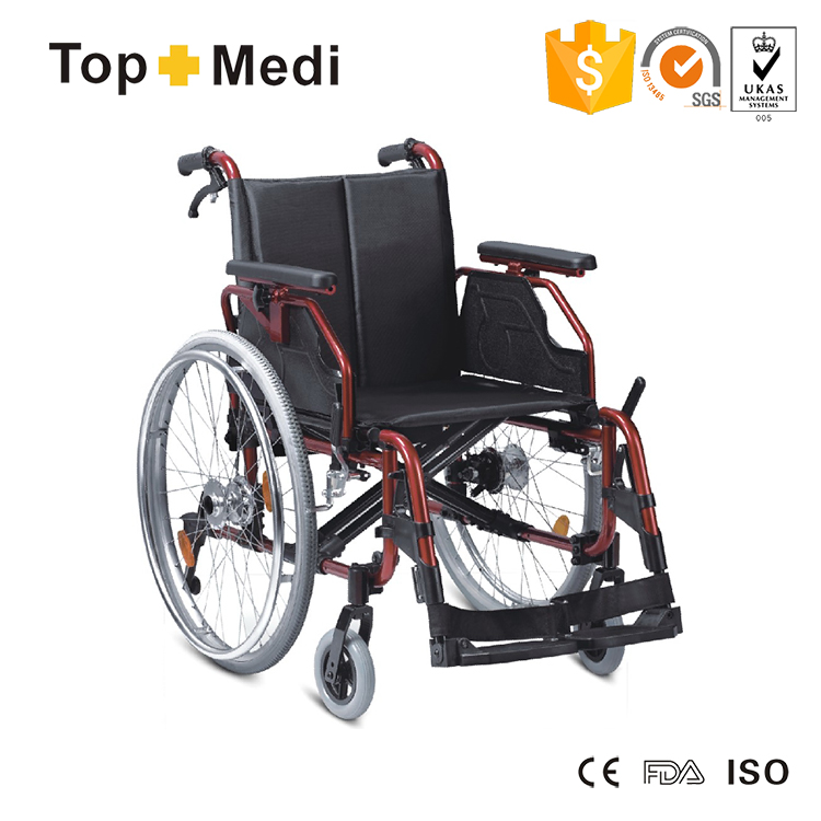 Topmedi Alumium Folding Manual Wheel Chair with Swing Away Footrest