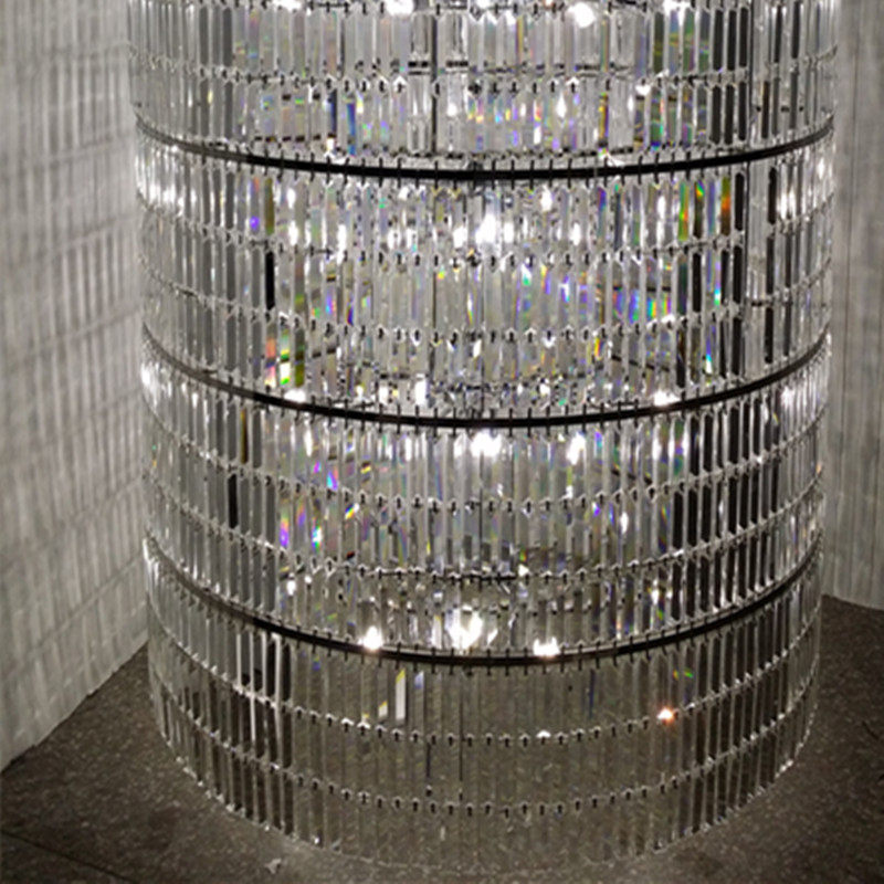 French Modern Lobby Large Cylindrical Luxury Clear Crystal Chandelier