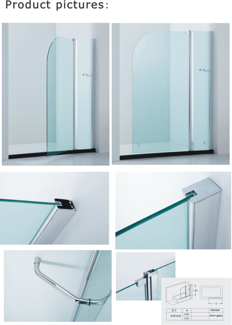 Curved Corner Bathtub Shower Screen with SGCC/Ce/CCC (A-CVP010)