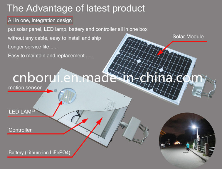 5 W 12V Solar Panel and Lithium Battery Aluminium Alloy LED Solar Street Light Housing Bridgelu Integrative LED Street Light