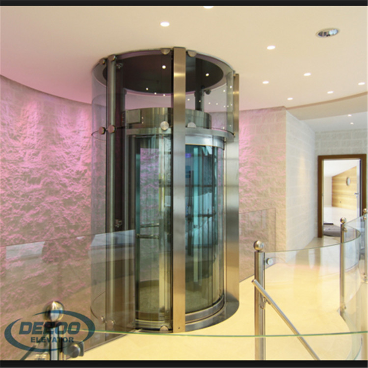 Sightseeing Fast 4 People Transparent Tourism Glass Elevator