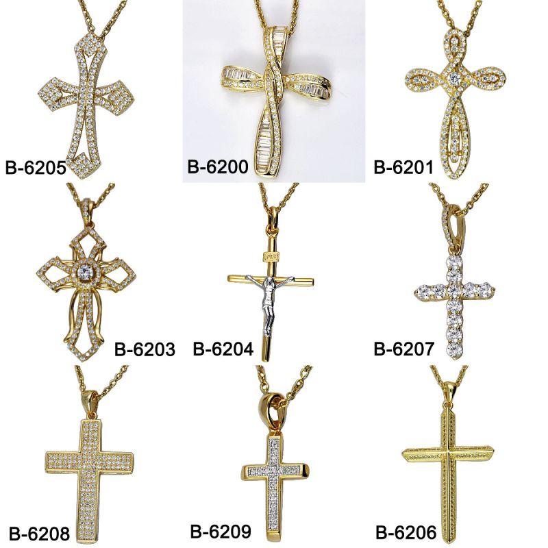 925 Sterling Silver Men Stuff Micro Setting Cross Pendant.