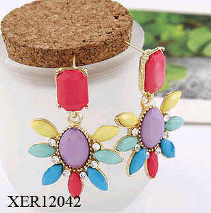 Fashion Jewelry/Resin Stone Fashion Earring Colorful/Fashion Hook Dropping Earring (XER12041)