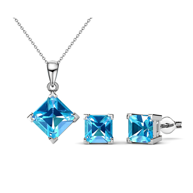 Destiny Jewellery Crystal From Swarovski Set 7 Days Princess Pendant and Earrings