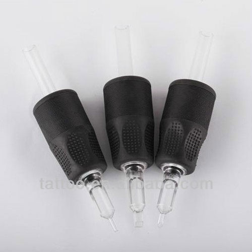 Black Disposable Tattoo Grip with Clear Tip