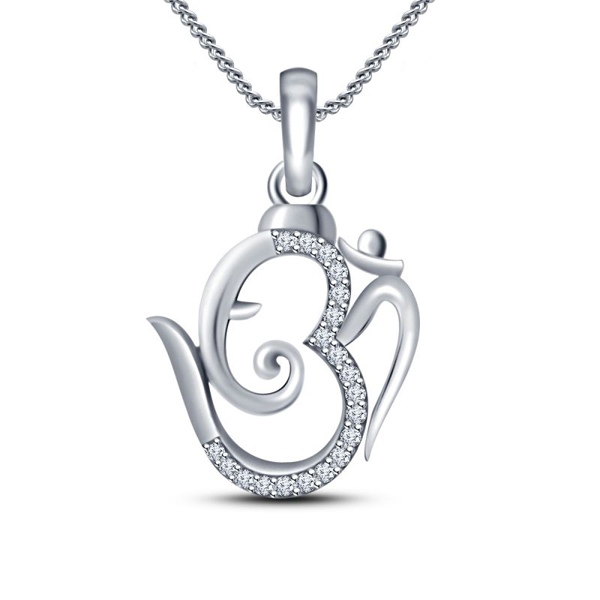 High Quality CZ Sterling Silver Religious Ganpati Om Pendant