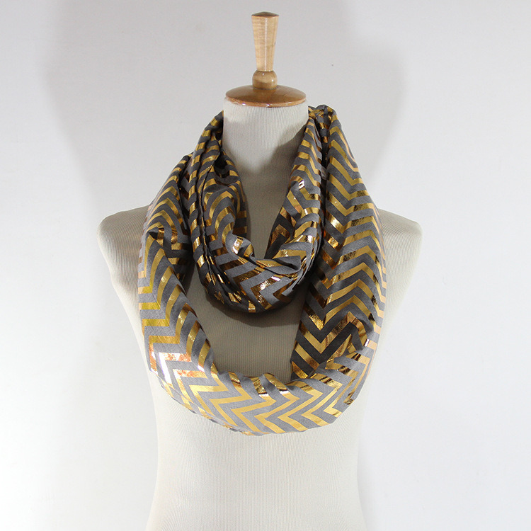 Women's Spring Summer Golden Foil Wave Printing Scarf Snood (SW144)