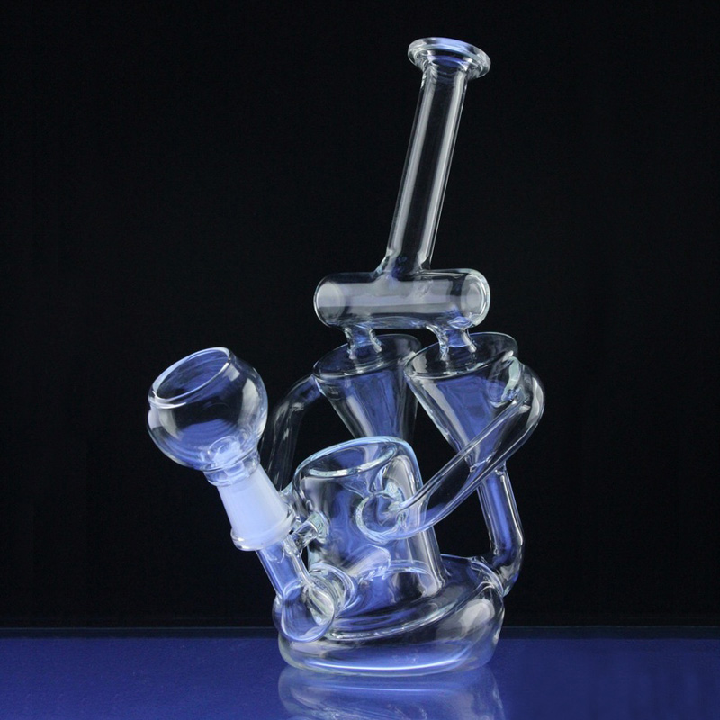 Double Chambered Dual Recycler Hookah Glass Smoking Water Pipes (ES-GB-312)