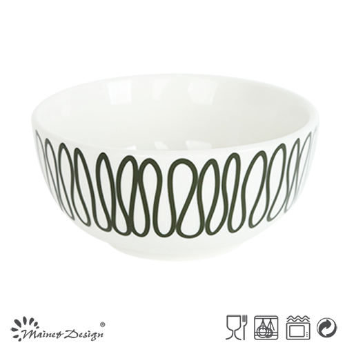 13cm Porcelain Bowl with Creative Lines Decal Printing