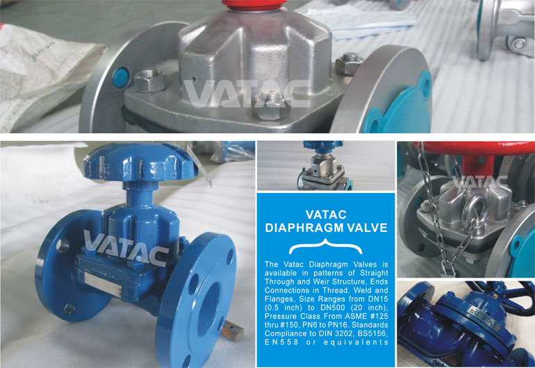 Cast Iron and Stainless Steel Lined or Unlined Weir (A) & Straight (KB) Diafragm / Diaphragm Valve (G41)