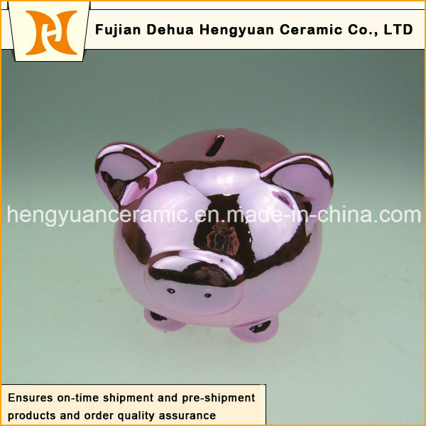 Multicolor Electroplating Ceramic Pig Piggy Bank for Home Decoration
