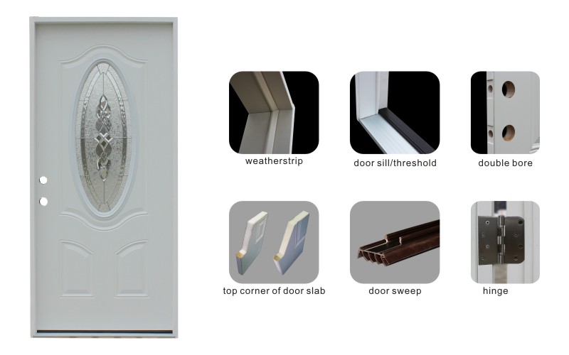 American Pre-Hung New Feeling Steel Glass Metal Entry Door