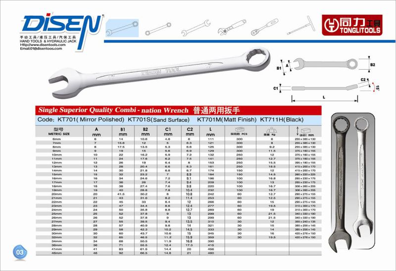 10mm HRC42-48 Chrome Plated Combination Wrench