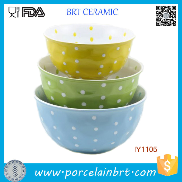 Vivid Colorful and Different Size Ceramic Mixing Bowl