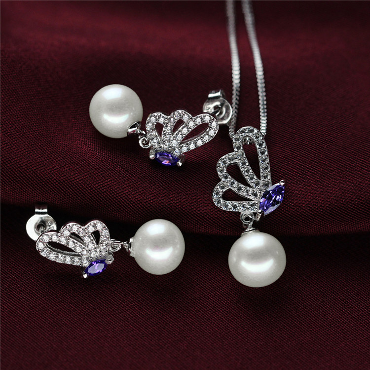 Hot-Sale Bridal Silver Freshwater Real Pearl Set