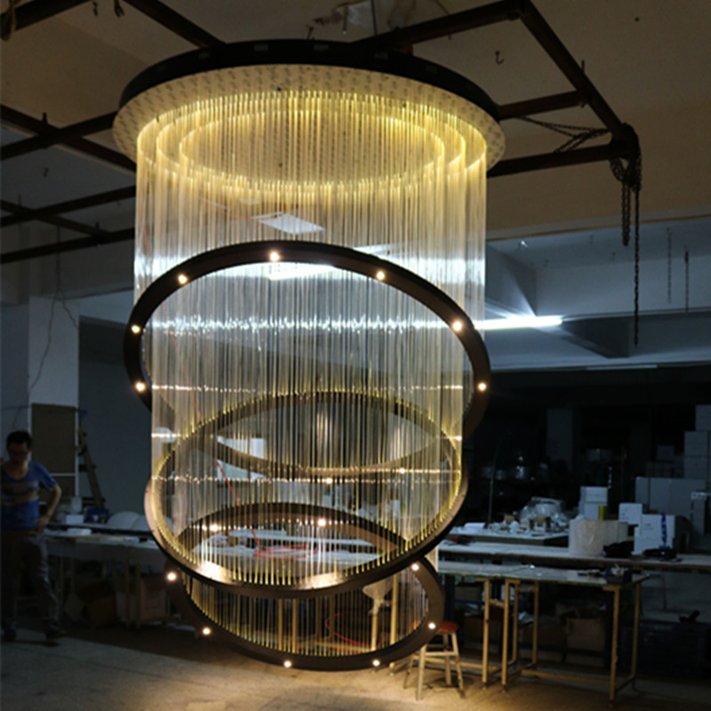 Hotel Lobby Decorative Hanging Fiber Large Round Pendant Lamp