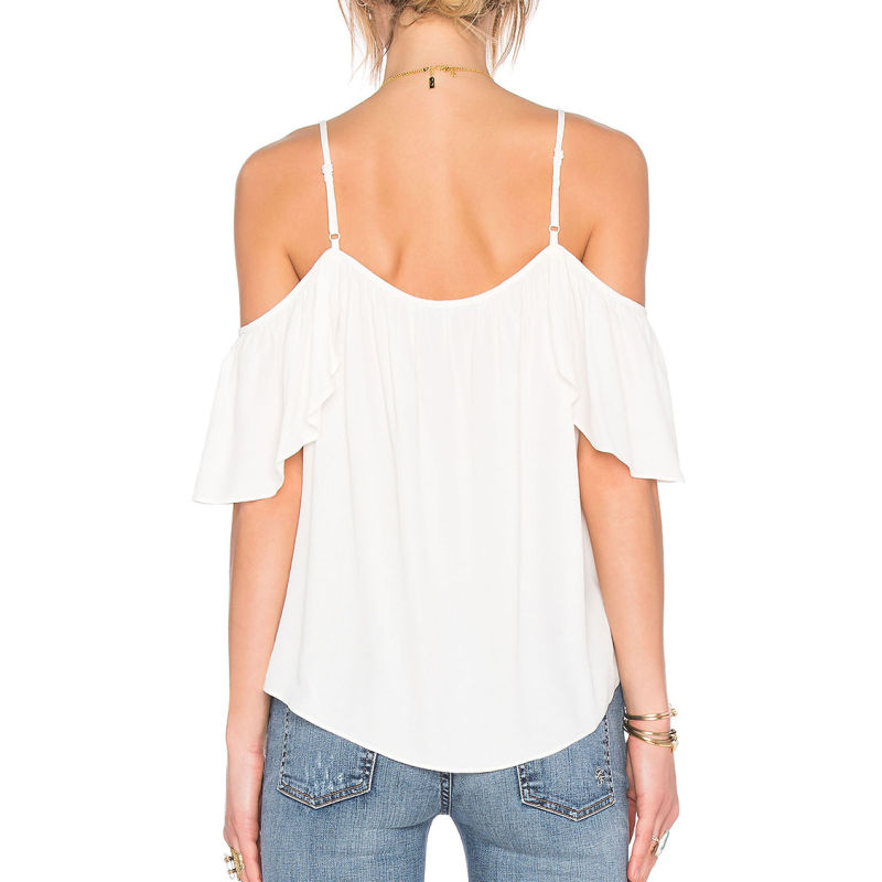 Shoulder Cut out White Stripe fashion Top