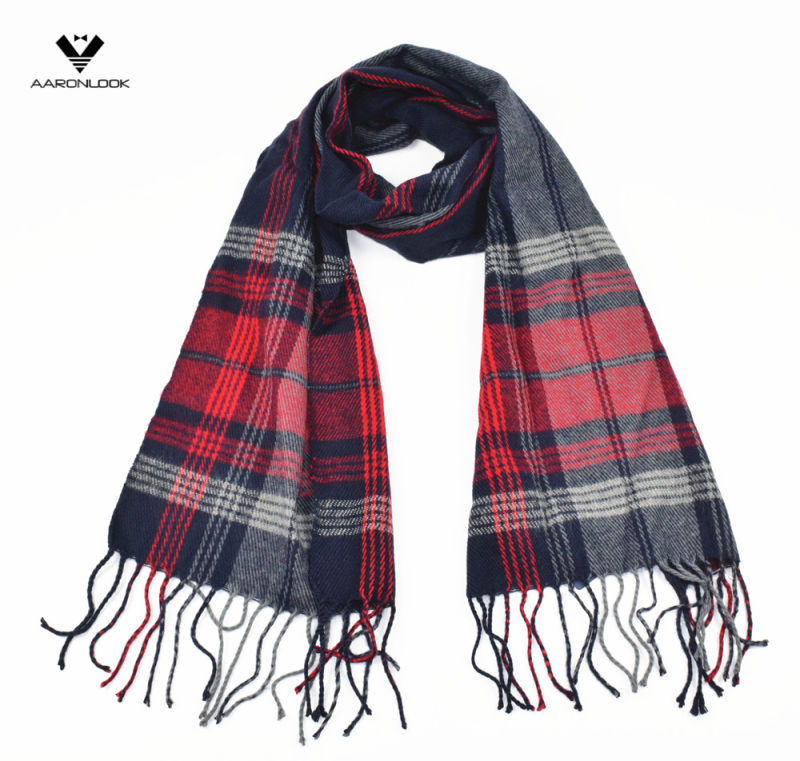 Men's Woven Stripe Scarf with Fringes