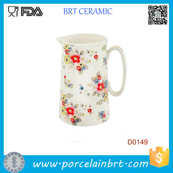 Red Flower Juice Milk Breakfast Kitchen 14cm Water Jug