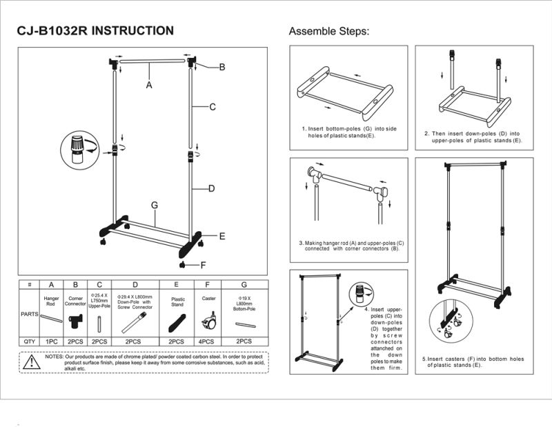 Stainless Steel Extendable Single-Rod Indoor Clothes Drying Rack