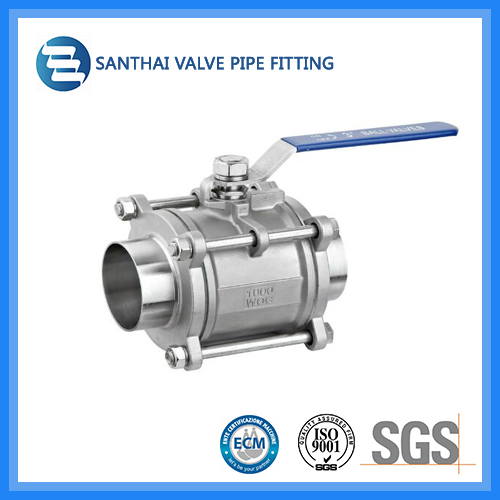 DIN SMS Sanitary Stainless Steel Three Pieces Ball Valve