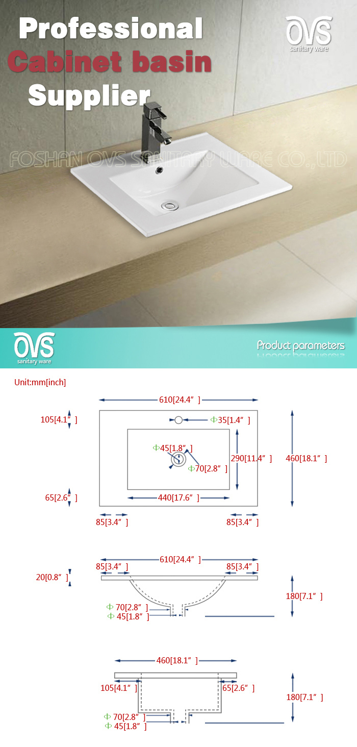 Sanitary Ware Bathroom Cabinet Washbasin