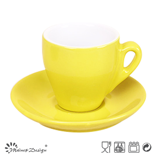 Two Tone Coffee Cup and Saucer