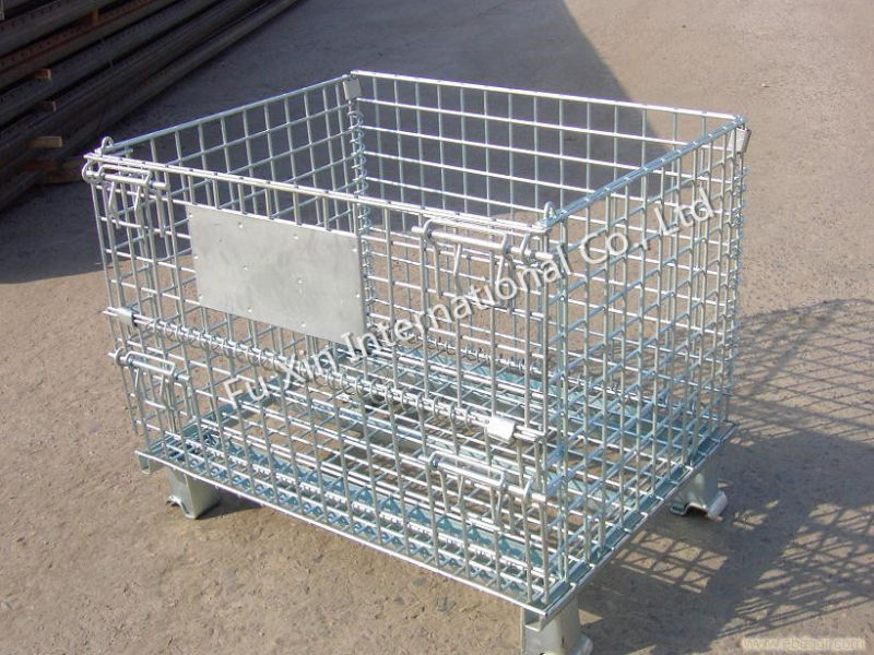 Rolling Mesh Wire Steel Pallet Metal Storage Cage