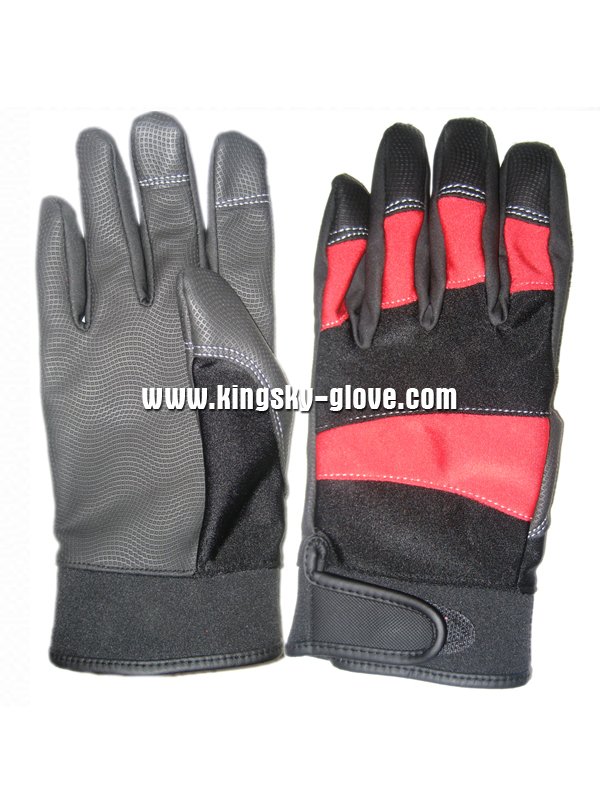 PU Reinforced Palm Terry Knit Mechanic Work Glove-7403