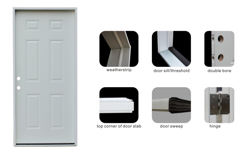 Fangda Classic 6 Panel Steel Door in High Quality