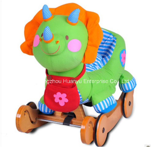 Multifunction Stuffed Rocking Animal-Dinosaur Rocker with Wheels