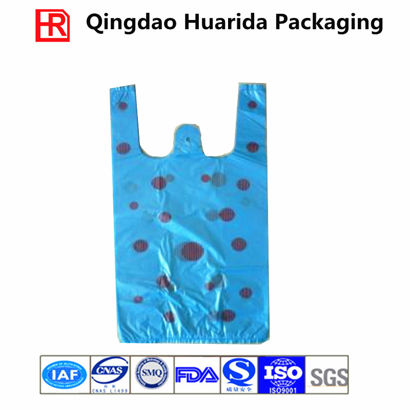 Custom Logo Printed HDPE Plastic Retail T-Shirt Market Shopping Bag