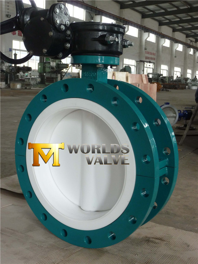 Full PTFE Lining Double Flanged Butterfly Valve