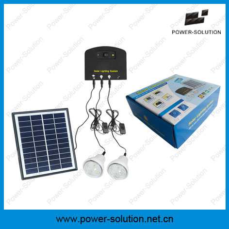 4W Solar Panel 2 Bulbs Solar Home Lighting System with Mobile Phone Charger (PS-K013N)