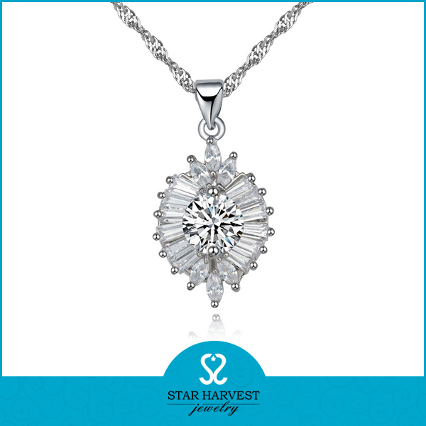 AAA Zirconia Queen Crown Jewelry 925 Sterling Silver Jewelry Necklace