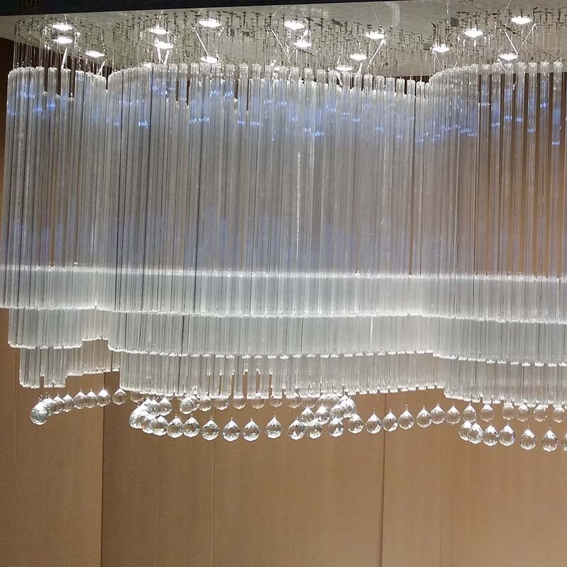 Hotel Lobby Large Wave Shapes Luxury K9 Crystal Chandelier