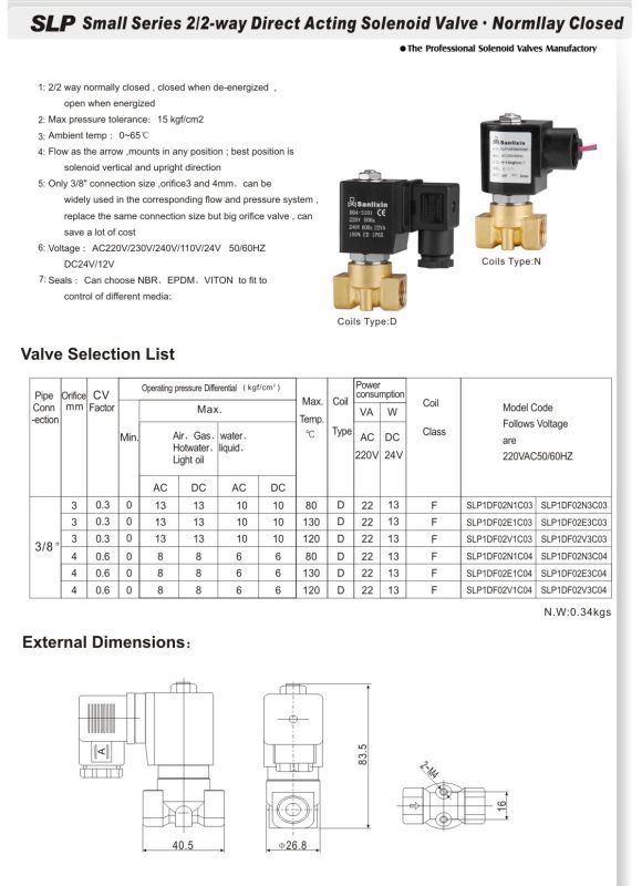Compact Series Direct Acting Solenoid Valve