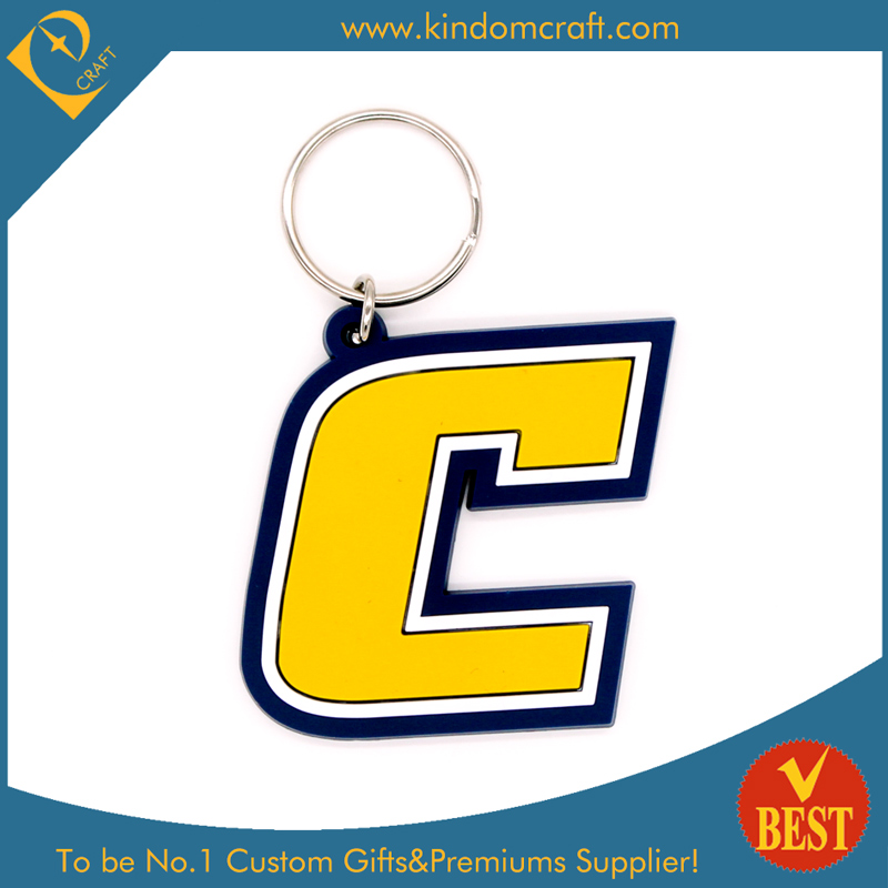 High Quality Fashion Letter C Shape PVC Promotional Key Chain with Low Price From China