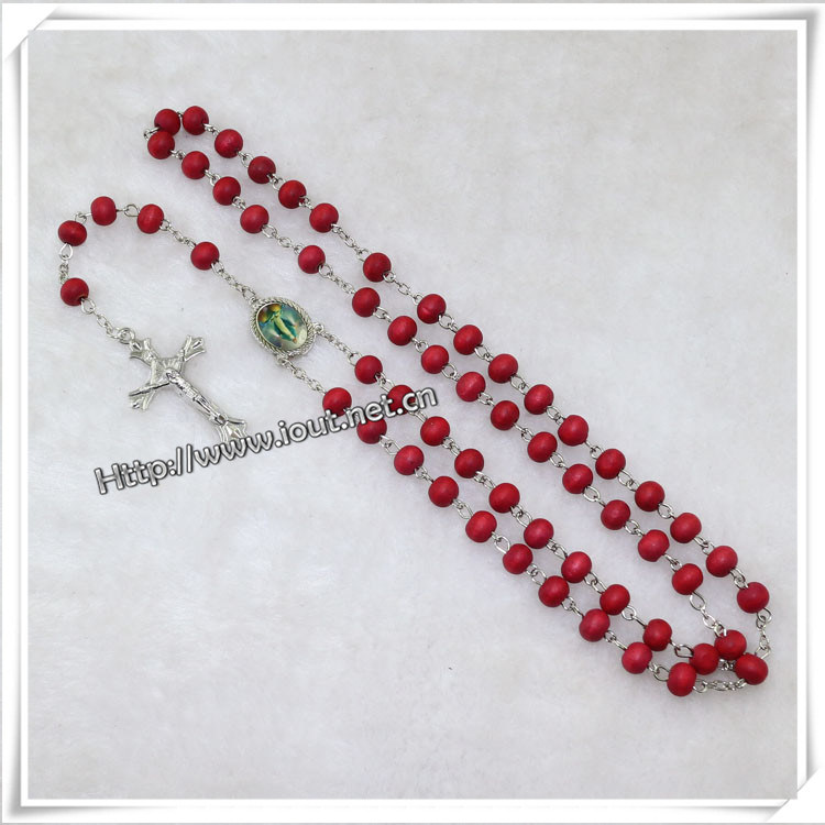 Wholesale Jesus Cross Wooden Rosary Necklaces (IO-cr242)