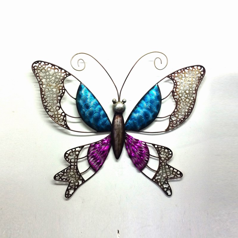 Moulded Metal Bright Color Butterfly Wall Art Decoration