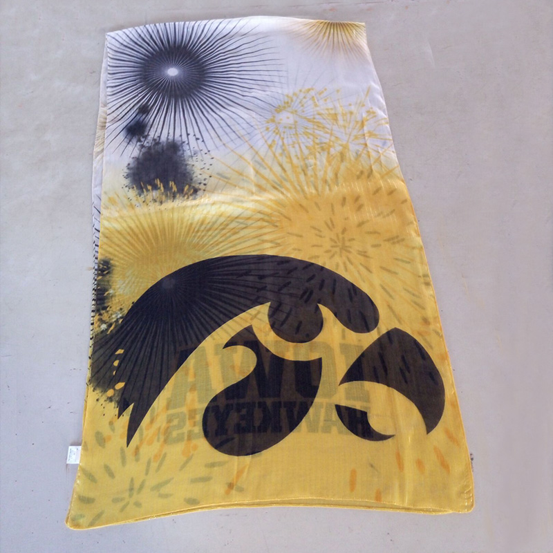 University of Scarf, Yellow Polyester Voile Scarves Gold and Silver Line Scarf