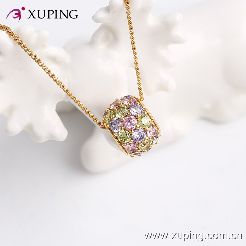 32413-Best Selling Crystal Ball Diamond CZ 18k Gold Plated Jewelry Pendant Necklace