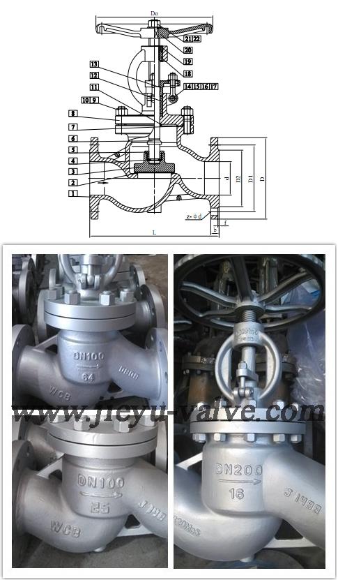 DIN Carbon Steel Globe Valve Pn16 Dn32