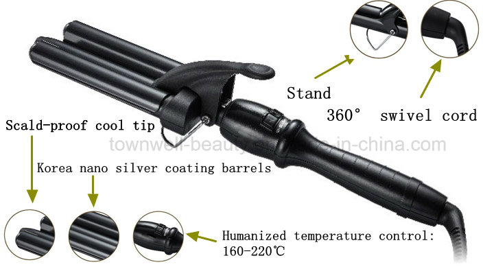 Professional Salon Hair Curling Iron 3 Barrel Waver Triple Hair Curler