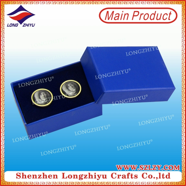 Customized Logo Round Cufflinks for Men