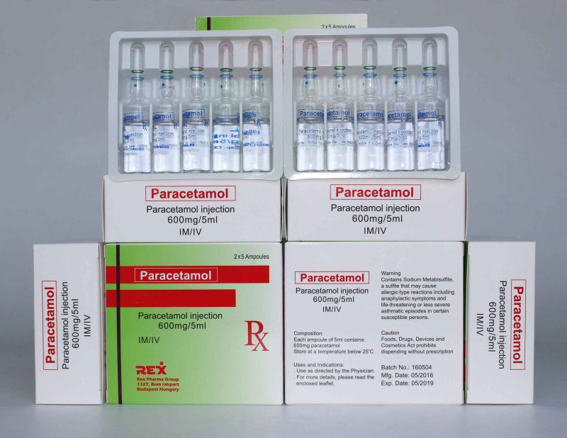 300mg/2ml, 375mg/3ml, 600mg/5ml, 750mg/5ml Injectable Paracetamol
