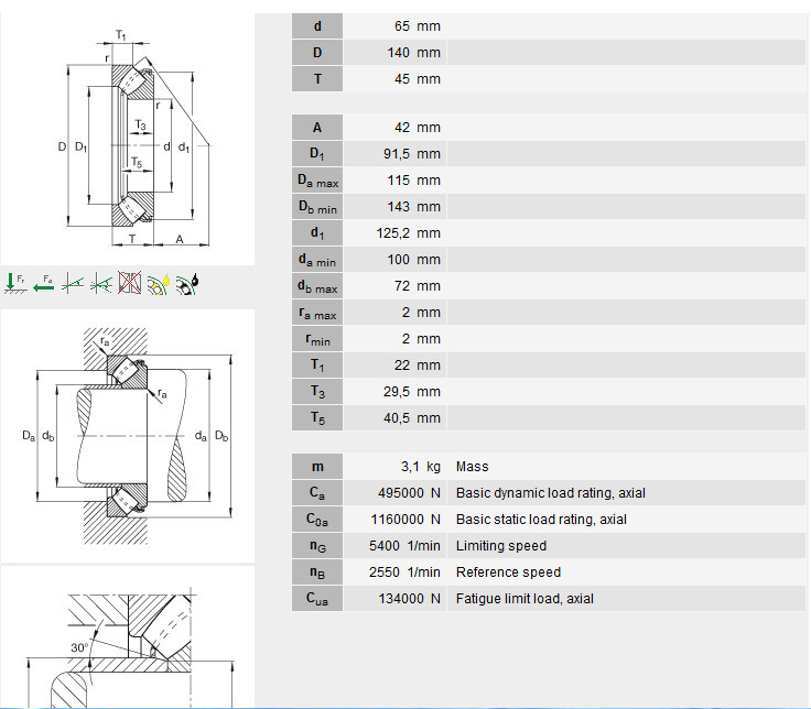 Stock Koyo 29413 Thrust Roller Bearing